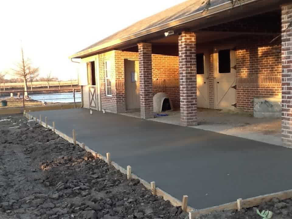 Freshly poured concrete patio slab in Sachse, TX by Collin County Concrete
