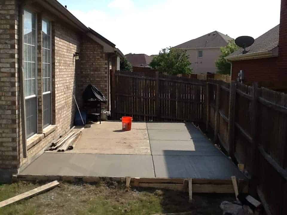 New concrete patio slab in Frisco, Texas