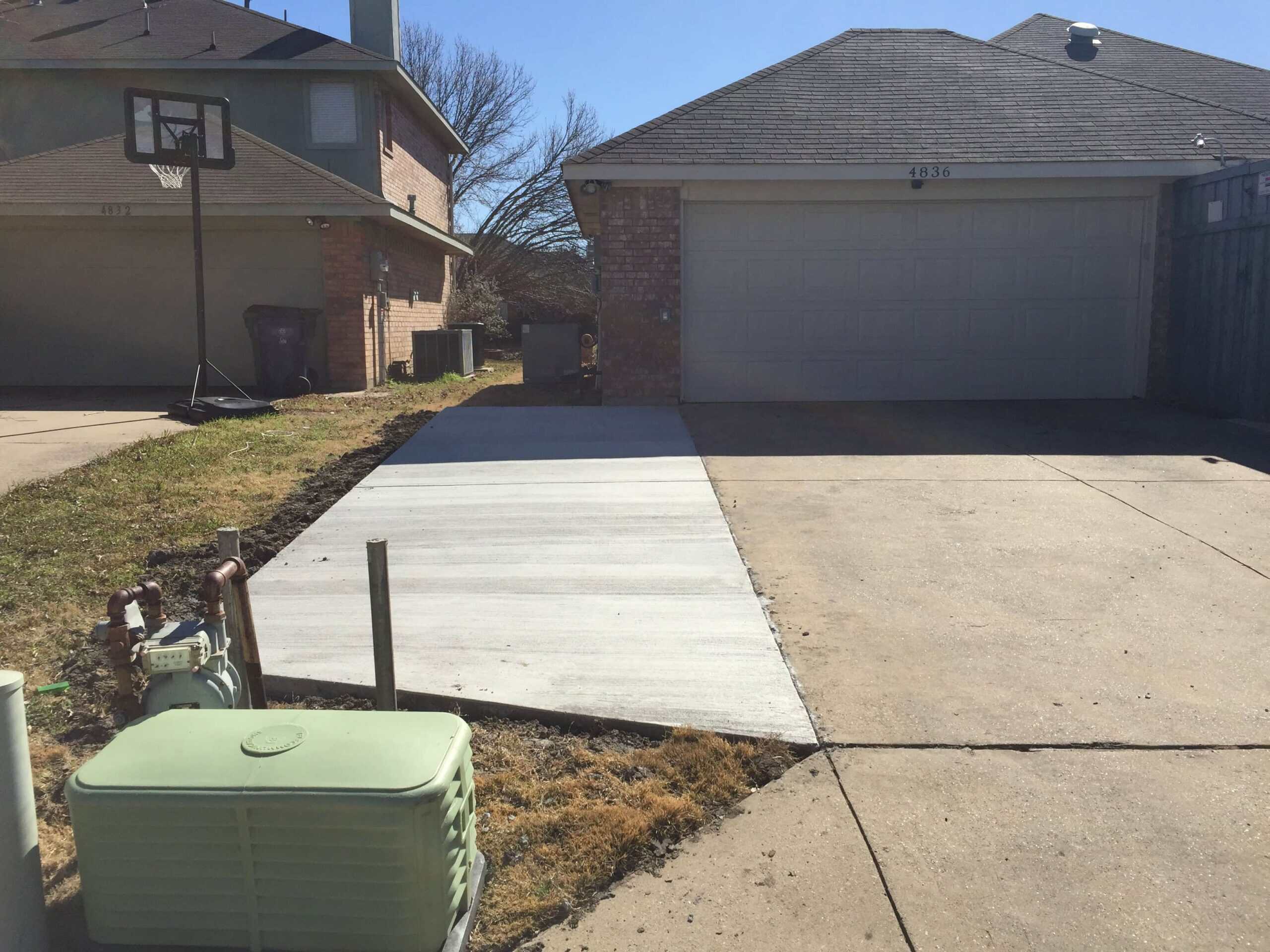 New concrete driveway in Collin County, Texas