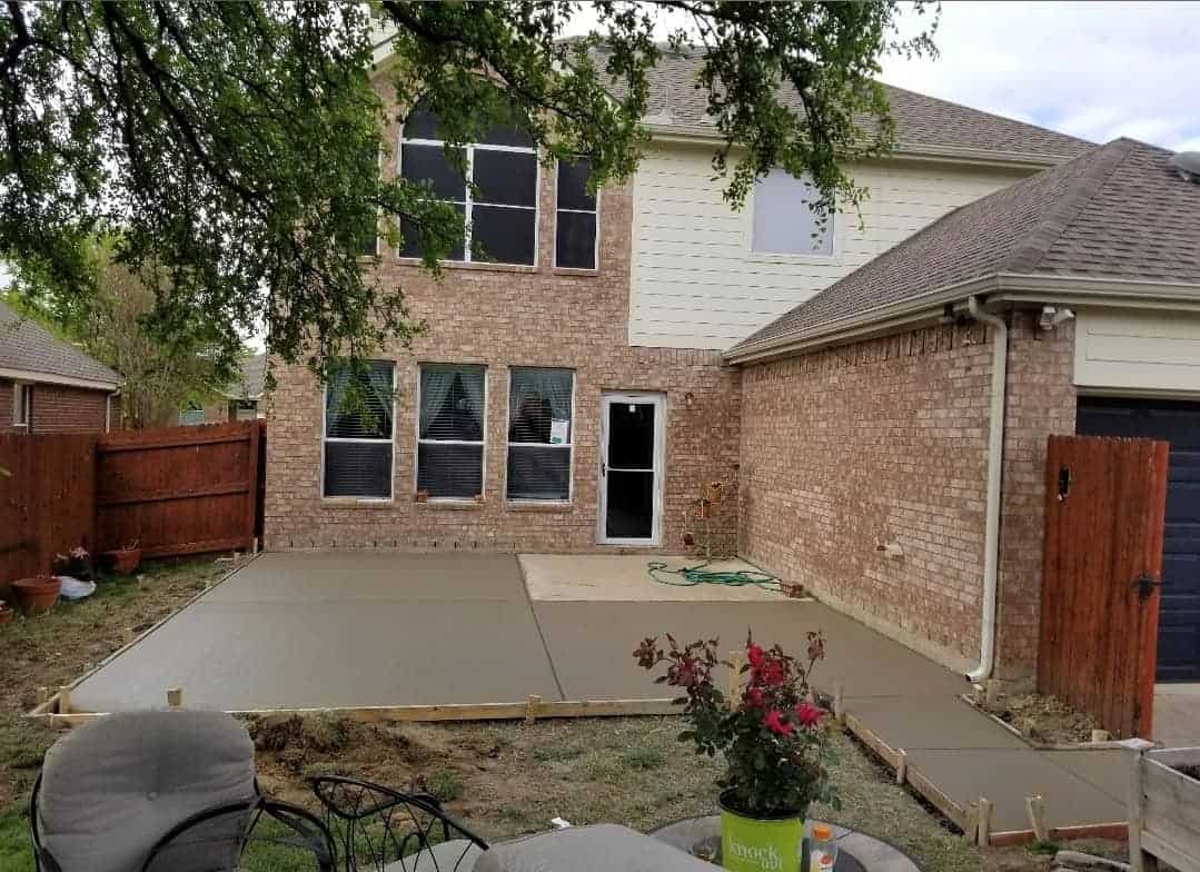 New concrete patio slab in Plano, Texas