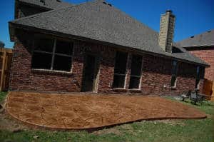 Stamped concrete patio at residential home