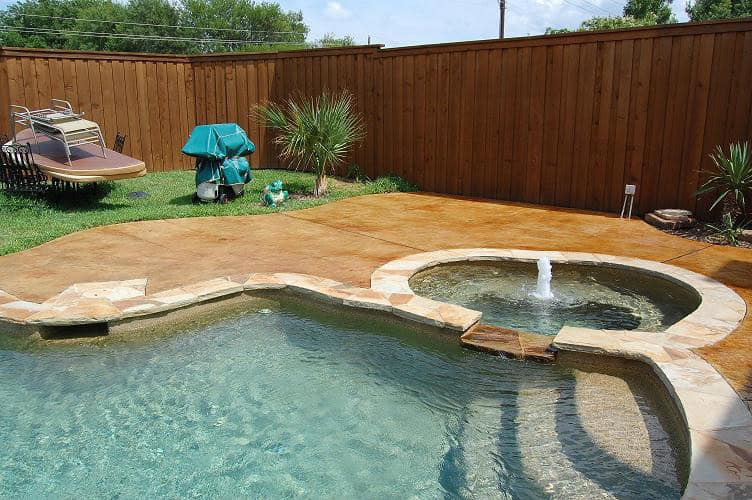 Stamped concrete pool deck in Collin County
