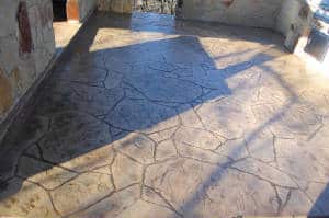 Stamped concrete patio with stone pattern